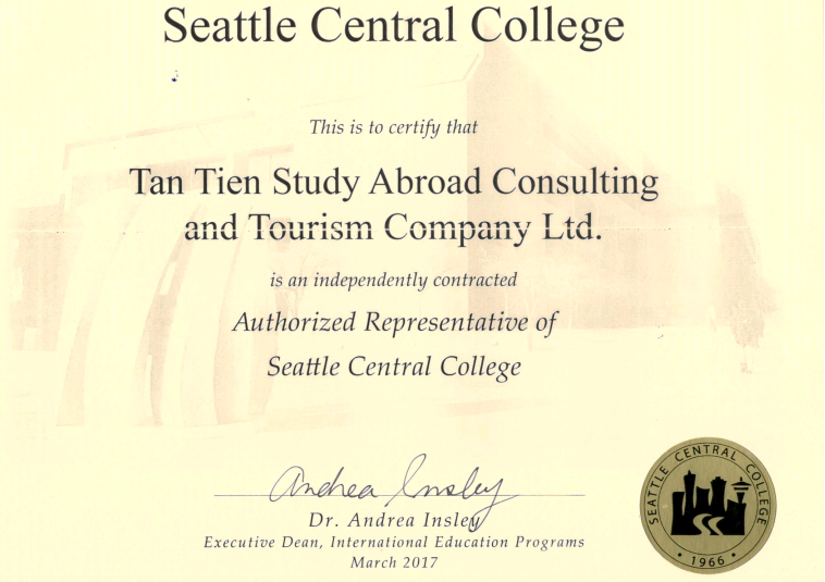 Chứng nhận tuyển sinh du học Mỹ uy tín - South Seatle College